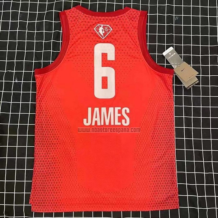 Camiseta All Star 2022 Los Angeles Lakers LeBron James NO 6 Granate.